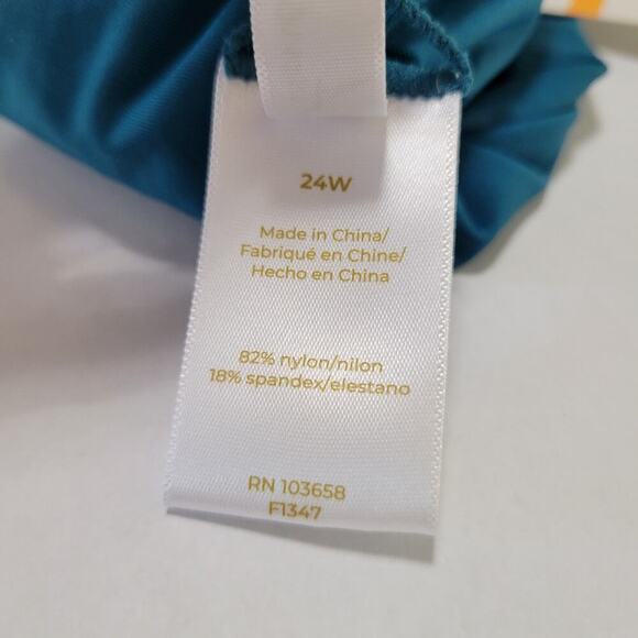 Anne Cole Plus Size High-Waist Shirred Bikini Bottoms Deep Sea Blue NWT US 24W - Picture 9 of 10